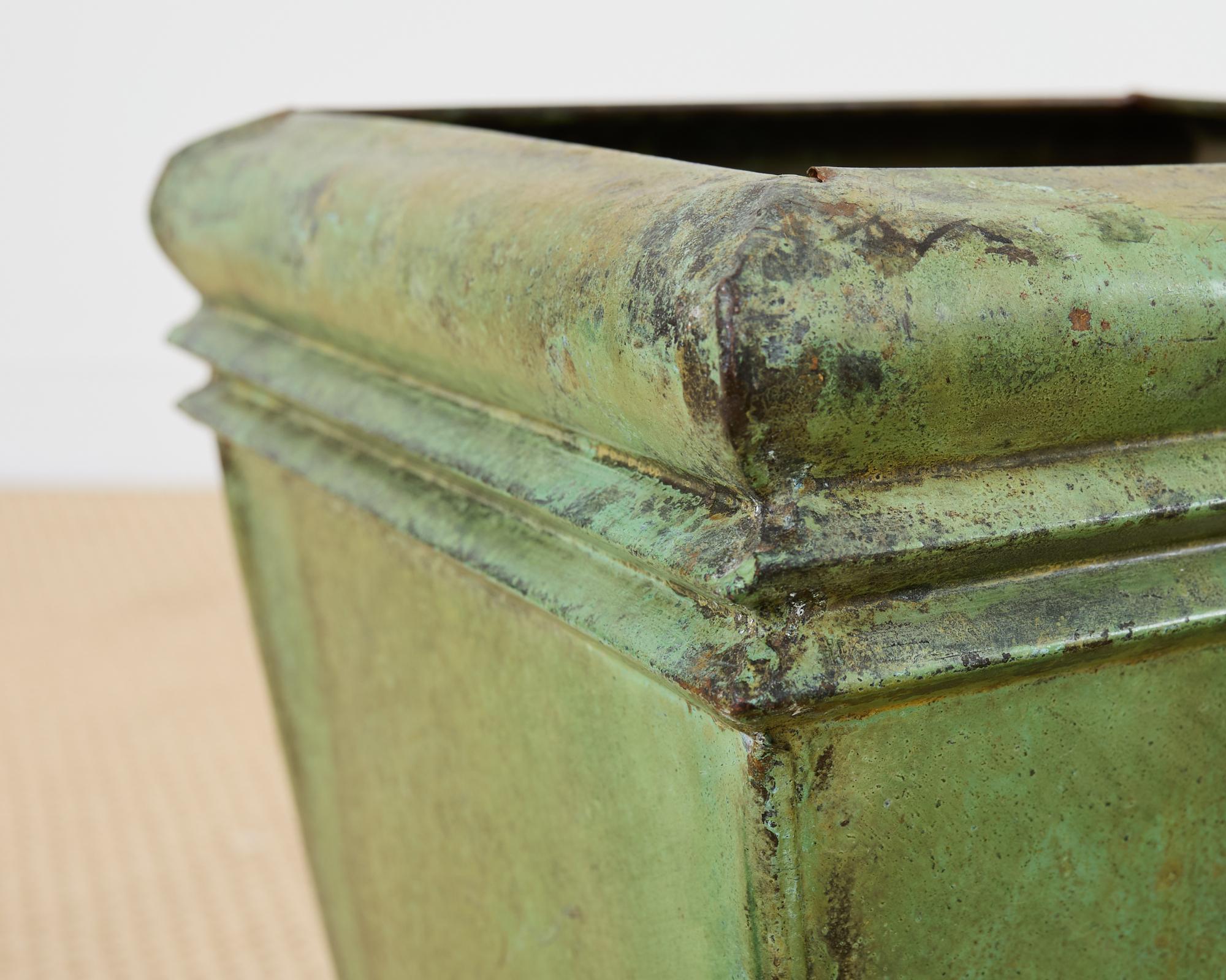 Pair of Faux Bronze Metal Painted Garden Planters 8