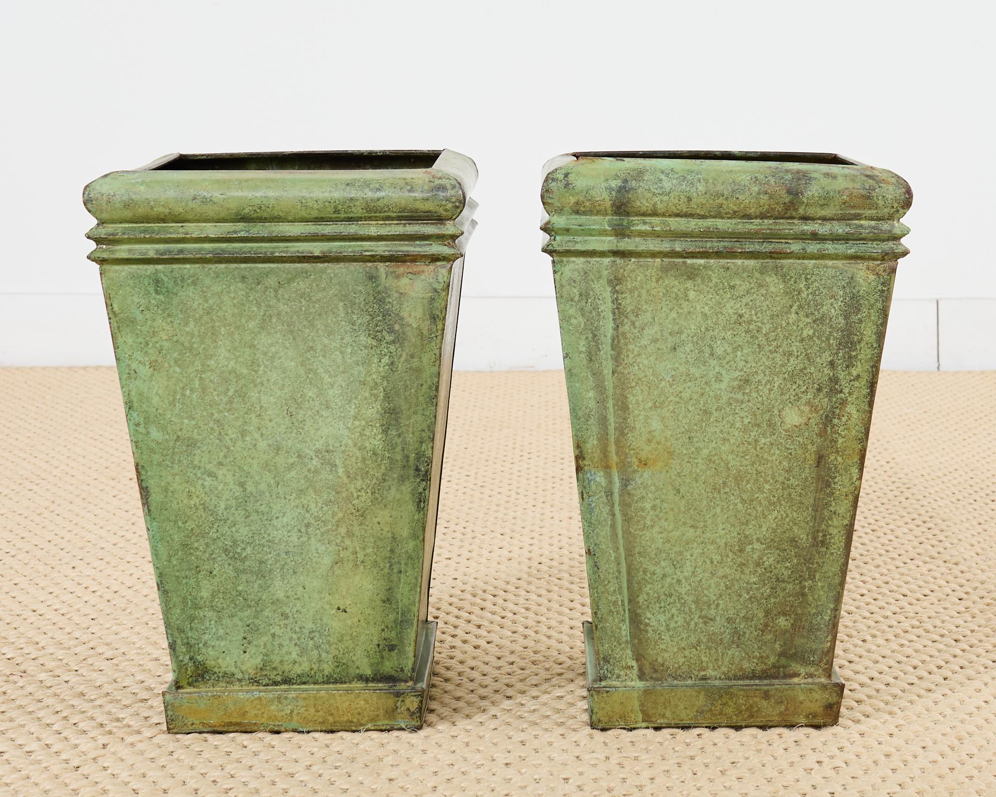Pair of Faux Bronze Metal Painted Garden Planters 9