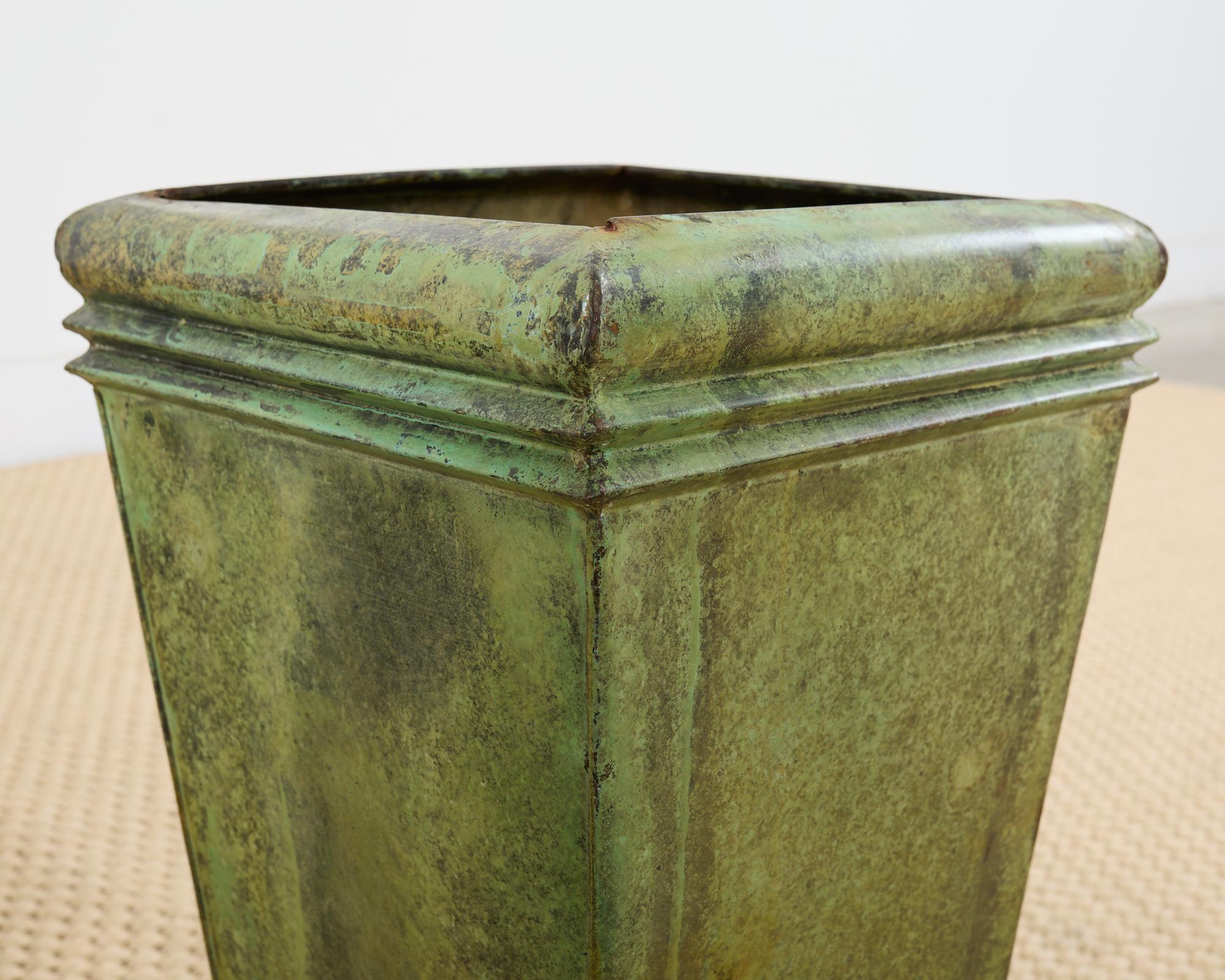 Pair of Faux Bronze Metal Painted Garden Planters 12