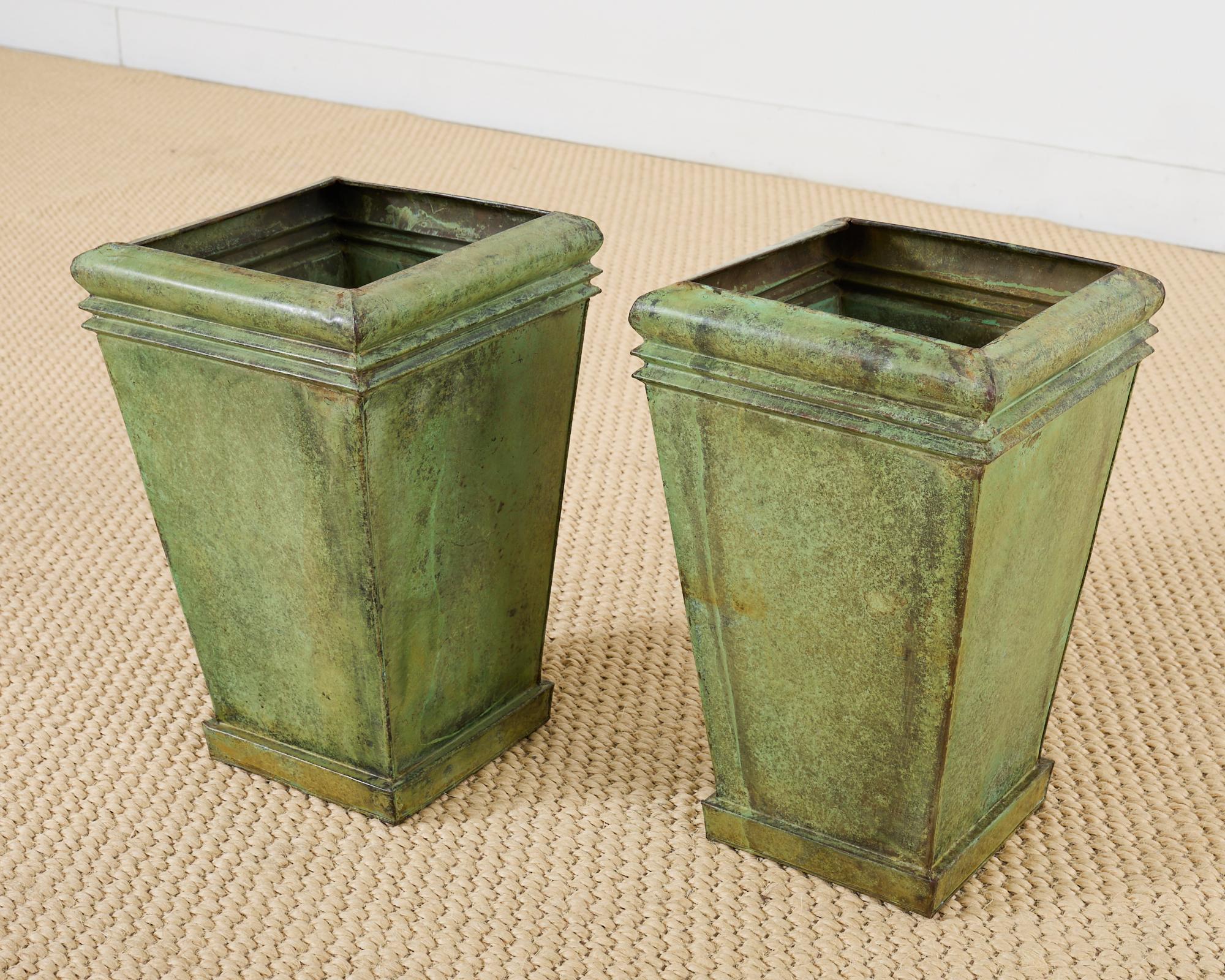 Pair of Faux Bronze Metal Painted Garden Planters 3