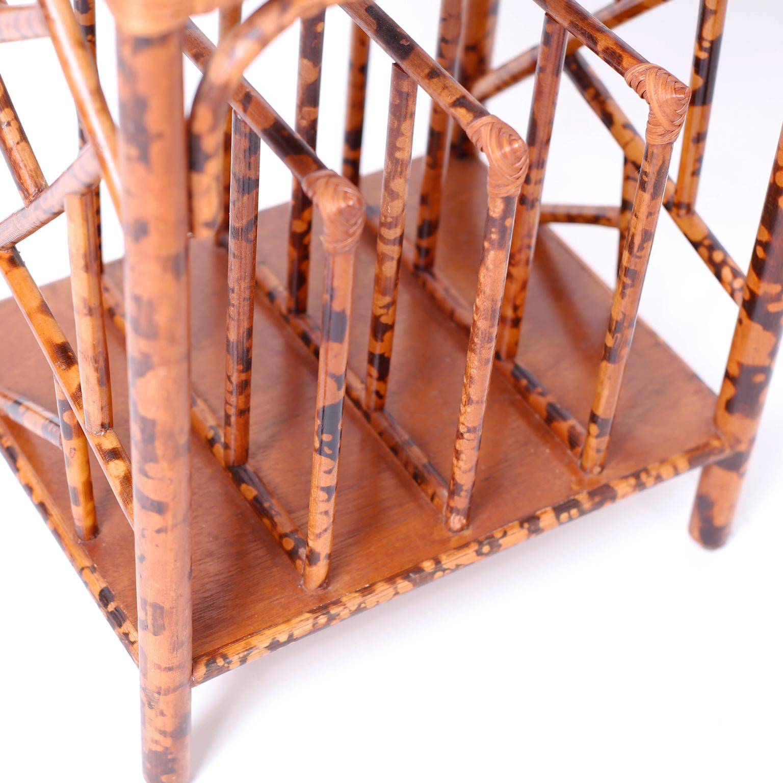 Pair of Faux Burnt Bamboo Stands or Tables For Sale 3