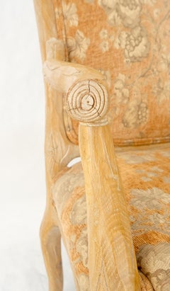 Pair of Faux Carved Bleached Oak Twig Style Armchairs Fireside Lounge Chairs