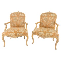 Pair of Faux Carved Bleached Oak Twig Style Armchairs Fireside Lounge Chairs