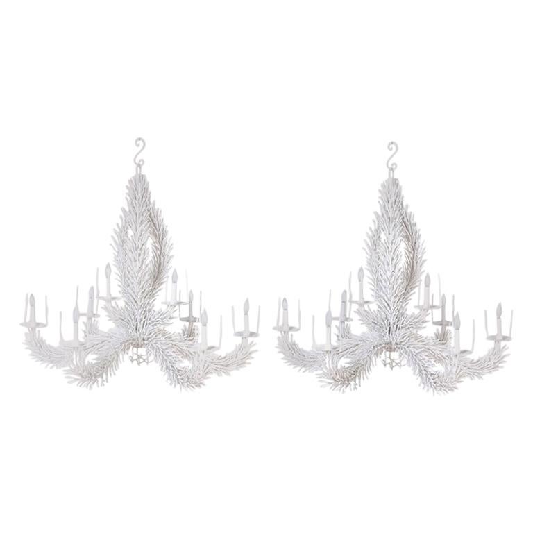 Pair of Faux Coral Chandeliers
