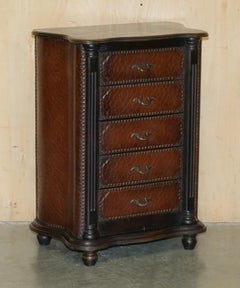 PAIR OF FAUX CROCODILE LEATHER 83CM TALL SiDE TABLE NIGHTSTAND CHEST OF DRAWERS