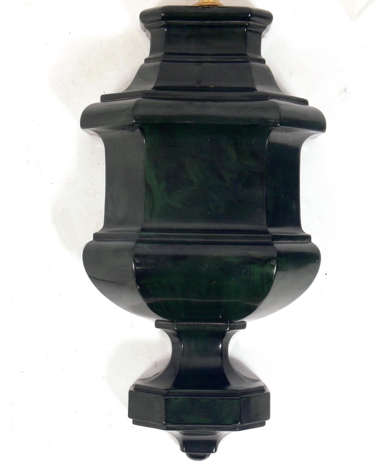 Unknown Pair of Faux Green Marble Sconces