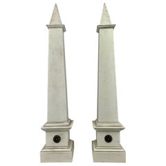 A Pair of Neoclassical Faux Ivoire Obelisks-23.5" Tall