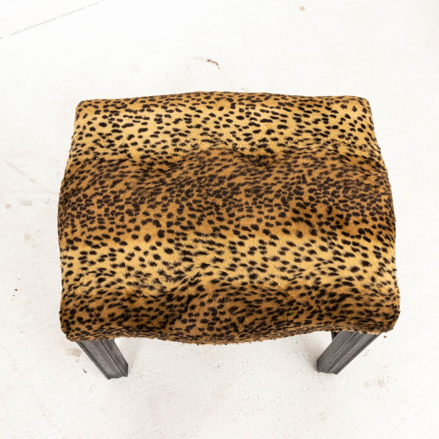 American Pair of Faux Leopard Chippendale Benches