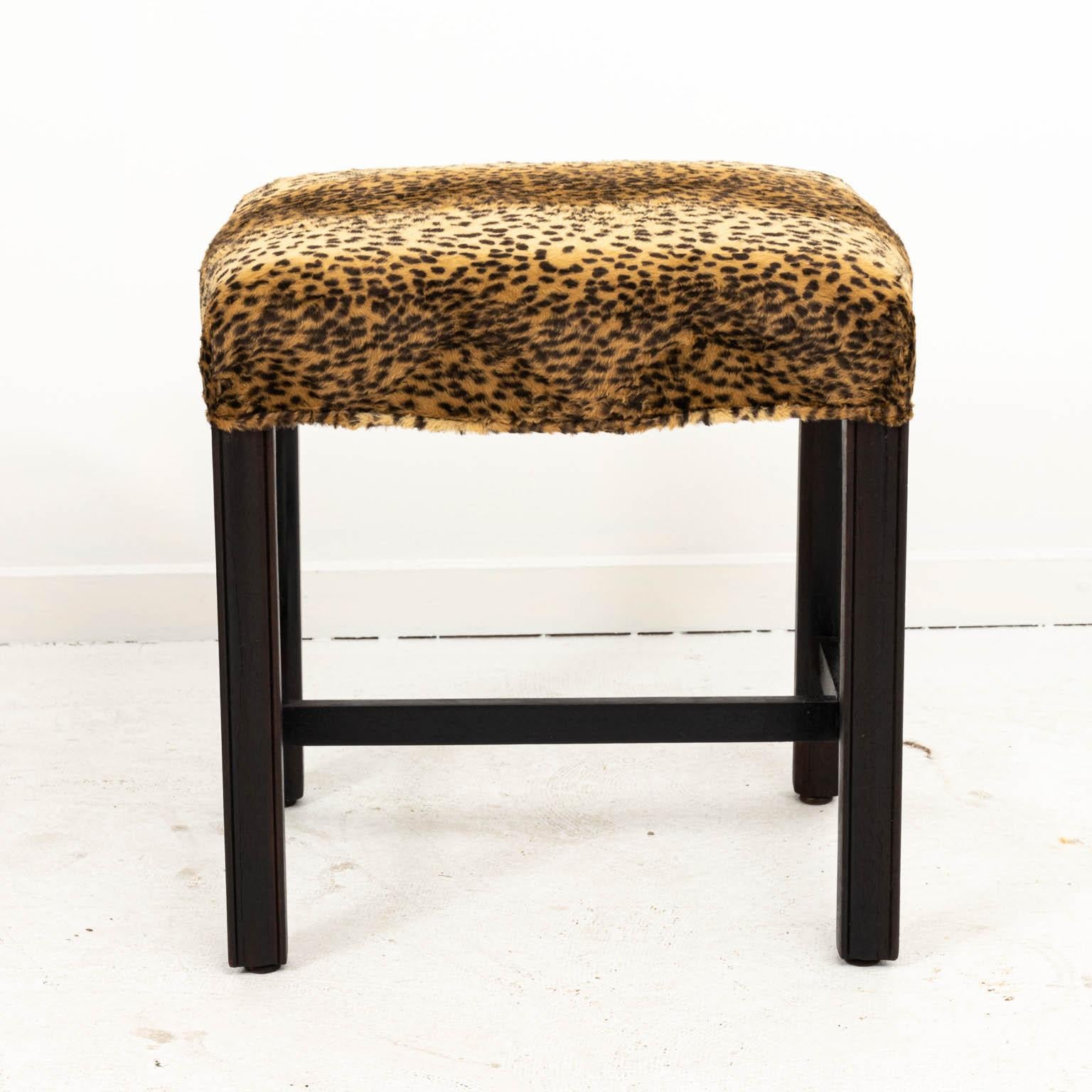 20th Century Pair of Faux Leopard Chippendale Benches