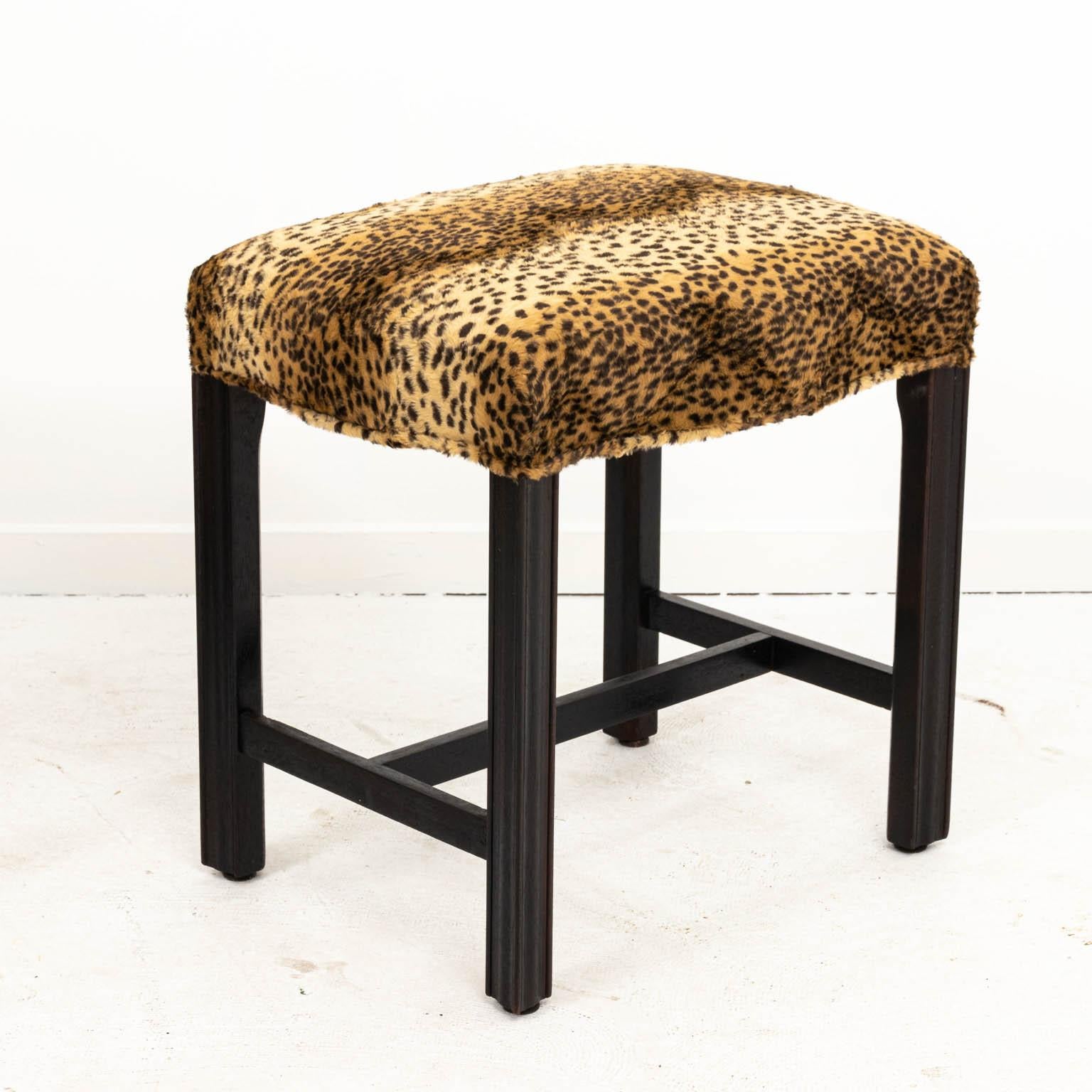 Upholstery Pair of Faux Leopard Chippendale Benches