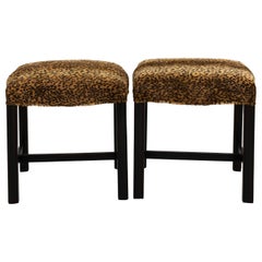 Pair of Faux Leopard Chippendale Benches