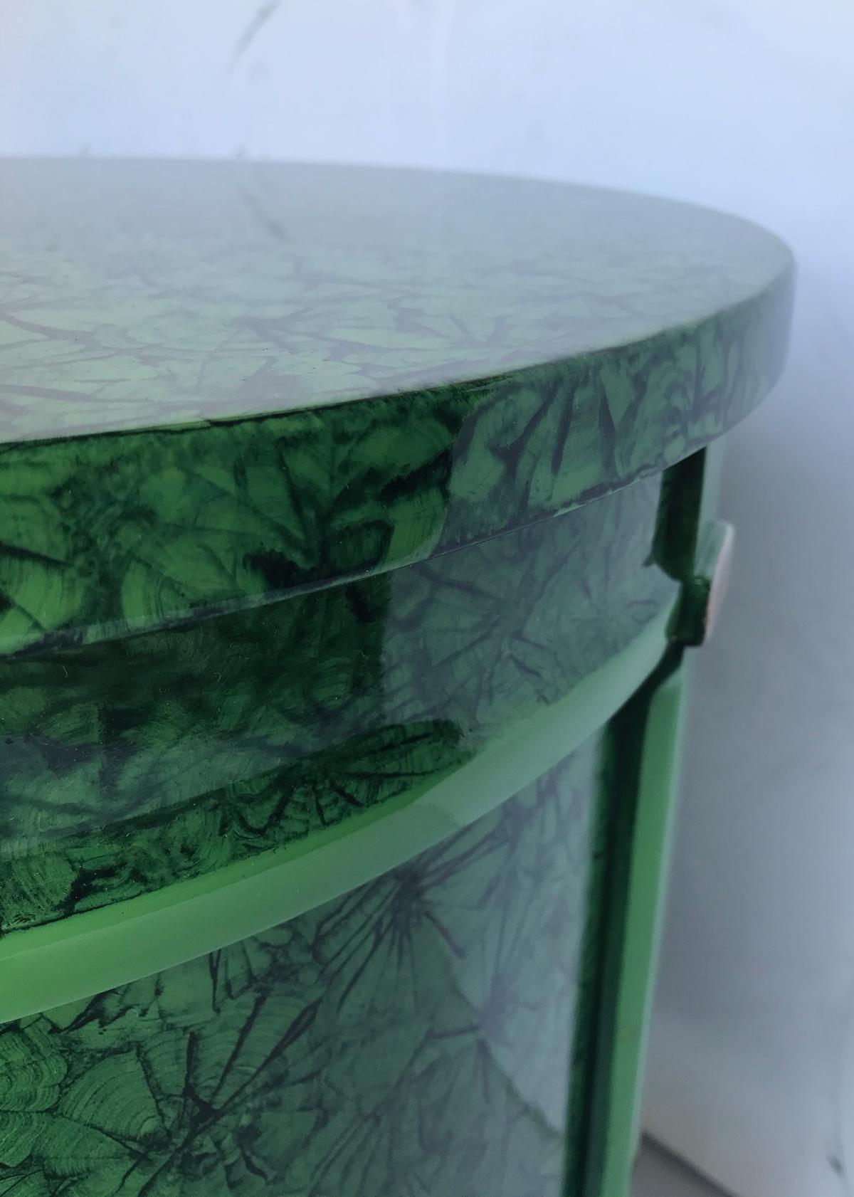 Wood Pair of Faux Malachite Side/ Bed Side Tables