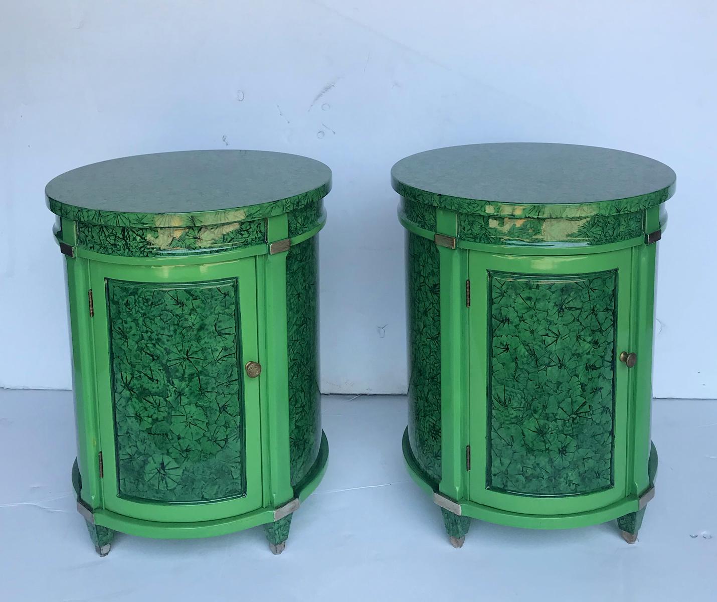 Pair of Faux Malachite Side/ Bed Side Tables 6