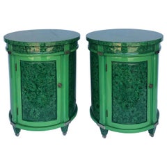 Coppia di tavolini da letto in malachite finta