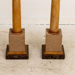 Pair of Faux Marble Column Lamps