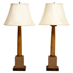 Paar Säulenlampen aus Kunstmarmor