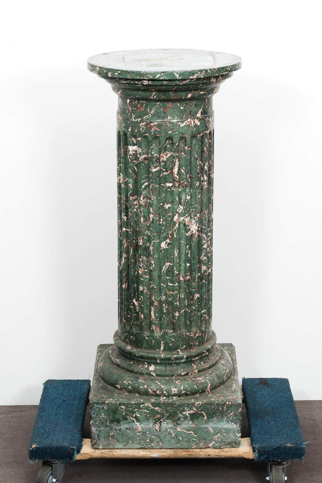 Neoclassical Pair of Faux Marble Column Pedestals