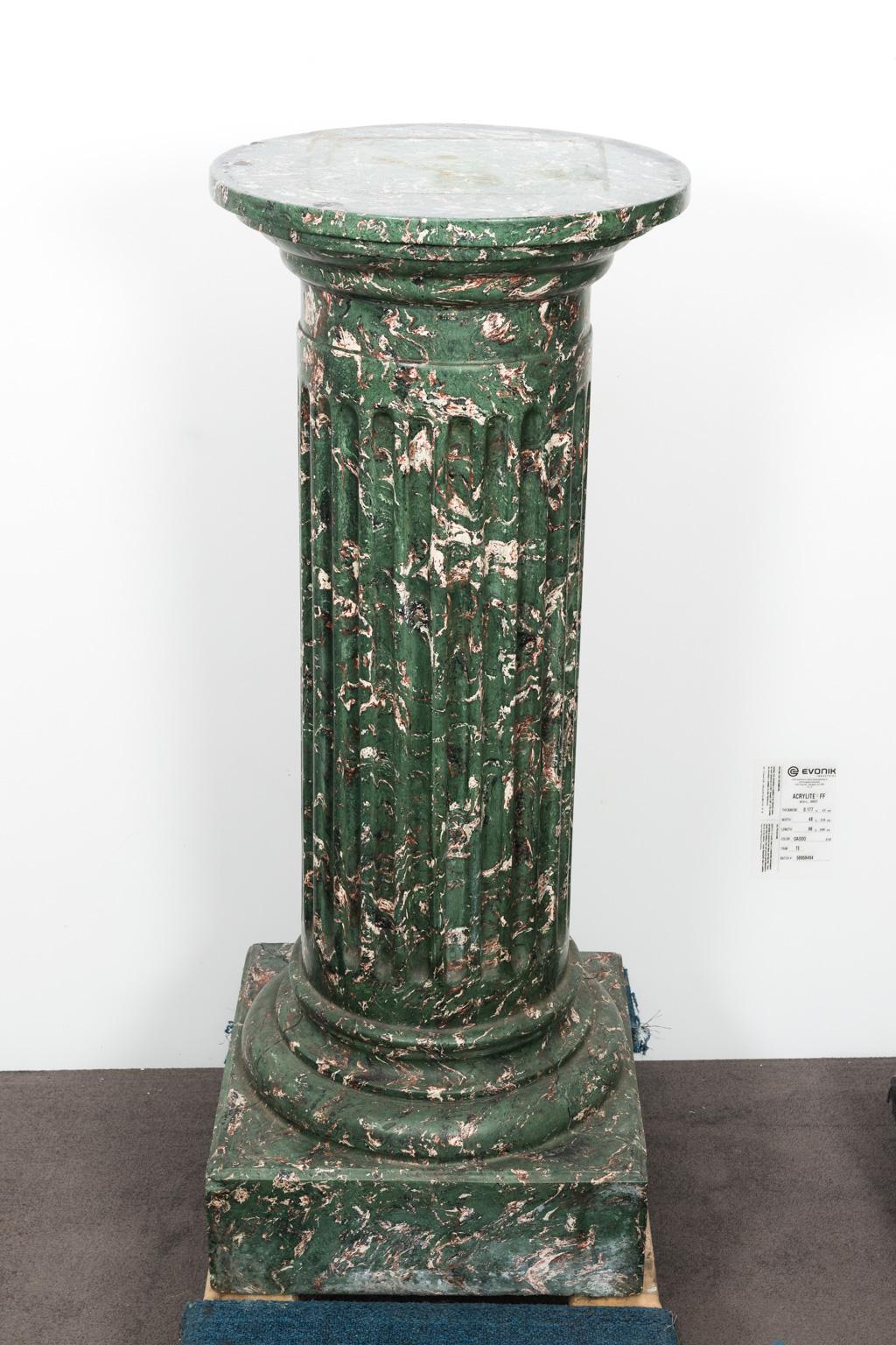 Stucco Pair of Faux Marble Column Pedestals