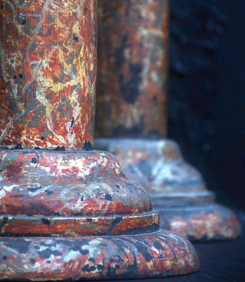 Late 19th Century Pair of Faux Marble Columns, circa 1880 For Sale