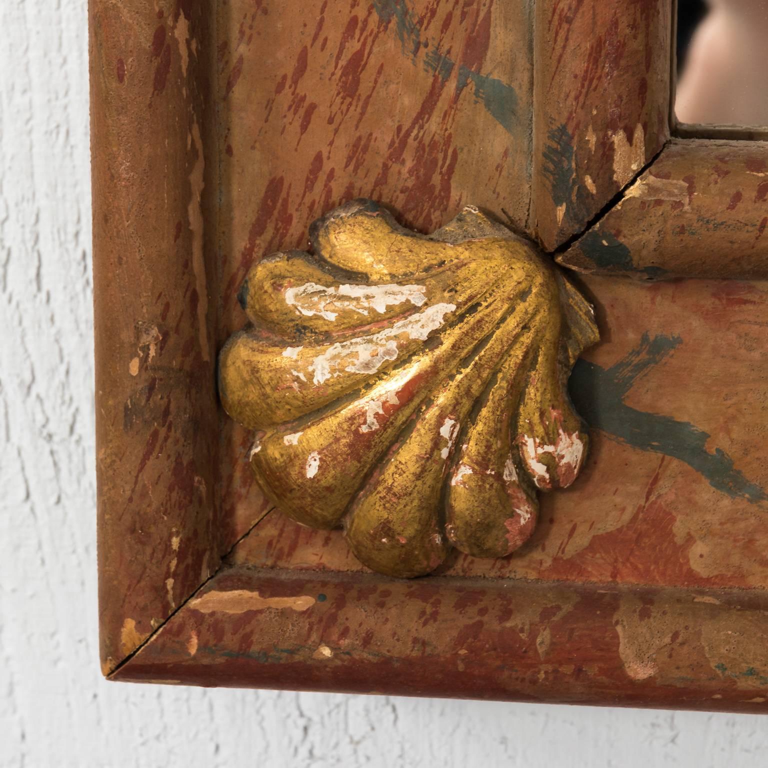 Pair of Faux Marble Mirrors with Gilt Shell Corner Motifs, circa 1930s 7