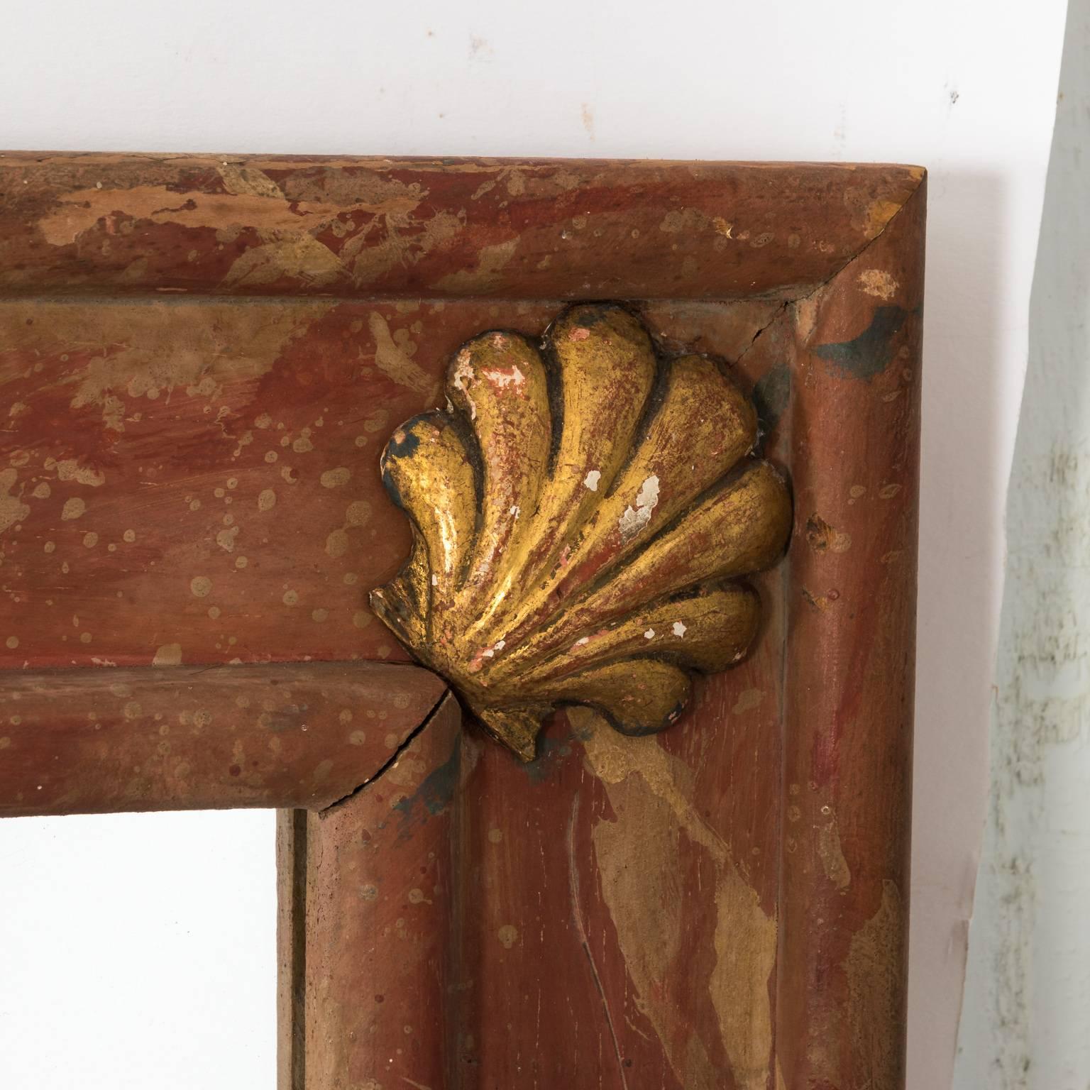 Pair of Faux Marble Mirrors with Gilt Shell Corner Motifs, circa 1930s 2