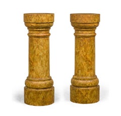 Neoclassical Faux Siena Marble Painted Pedestals, Ceramic, Circa 1850