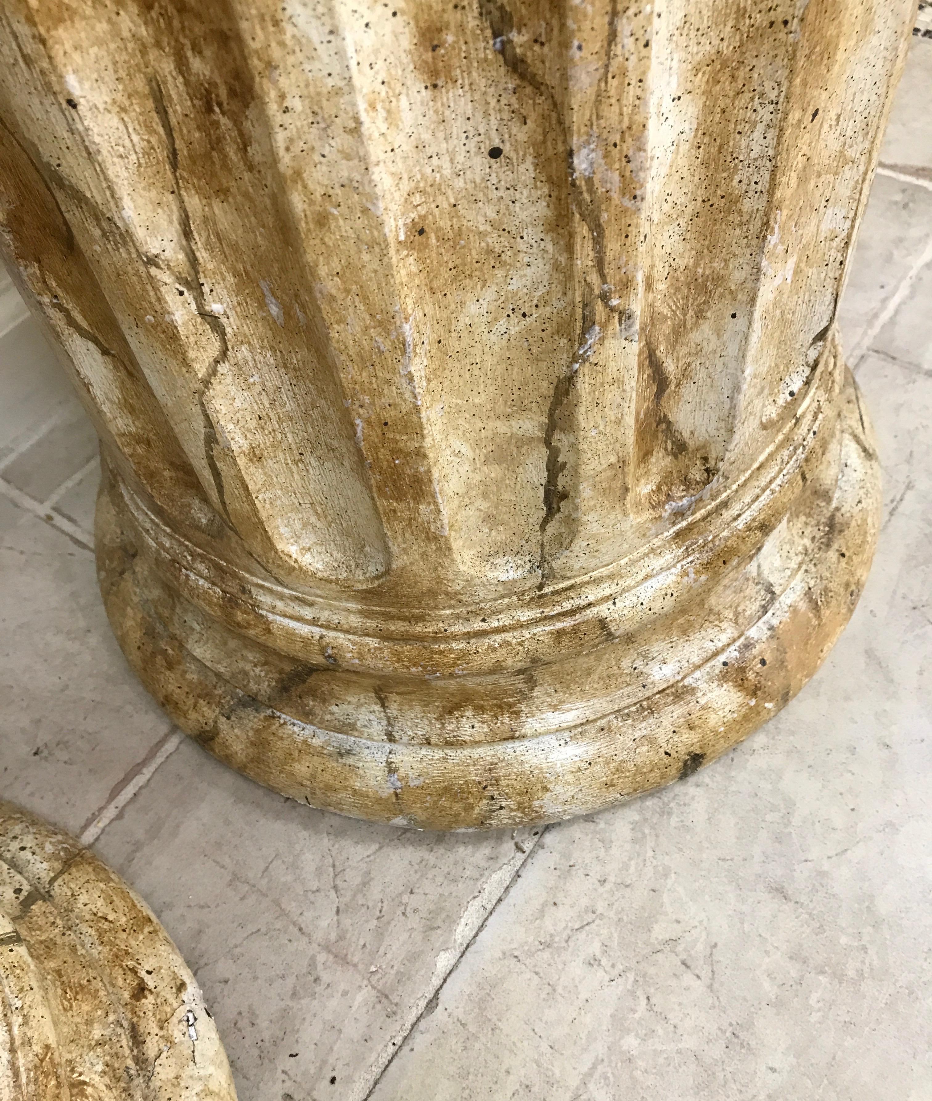Pair of Faux Marble Painted Plaster Pedestals For Sale 2