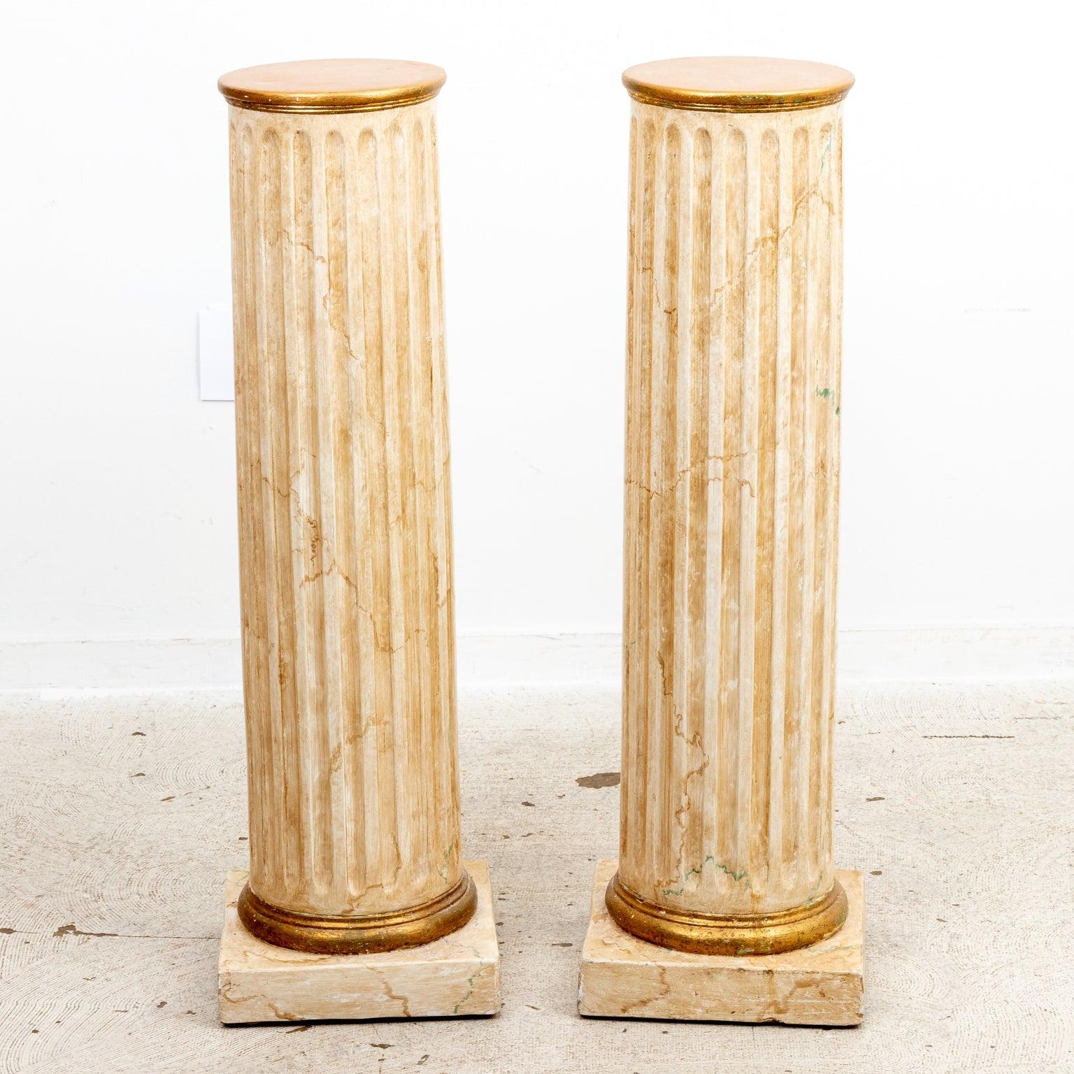 Pair of Faux Marble Pedestals For Sale at 1stDibs