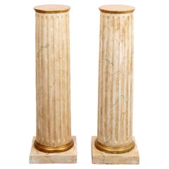 Pair of Faux Marble Pedestals