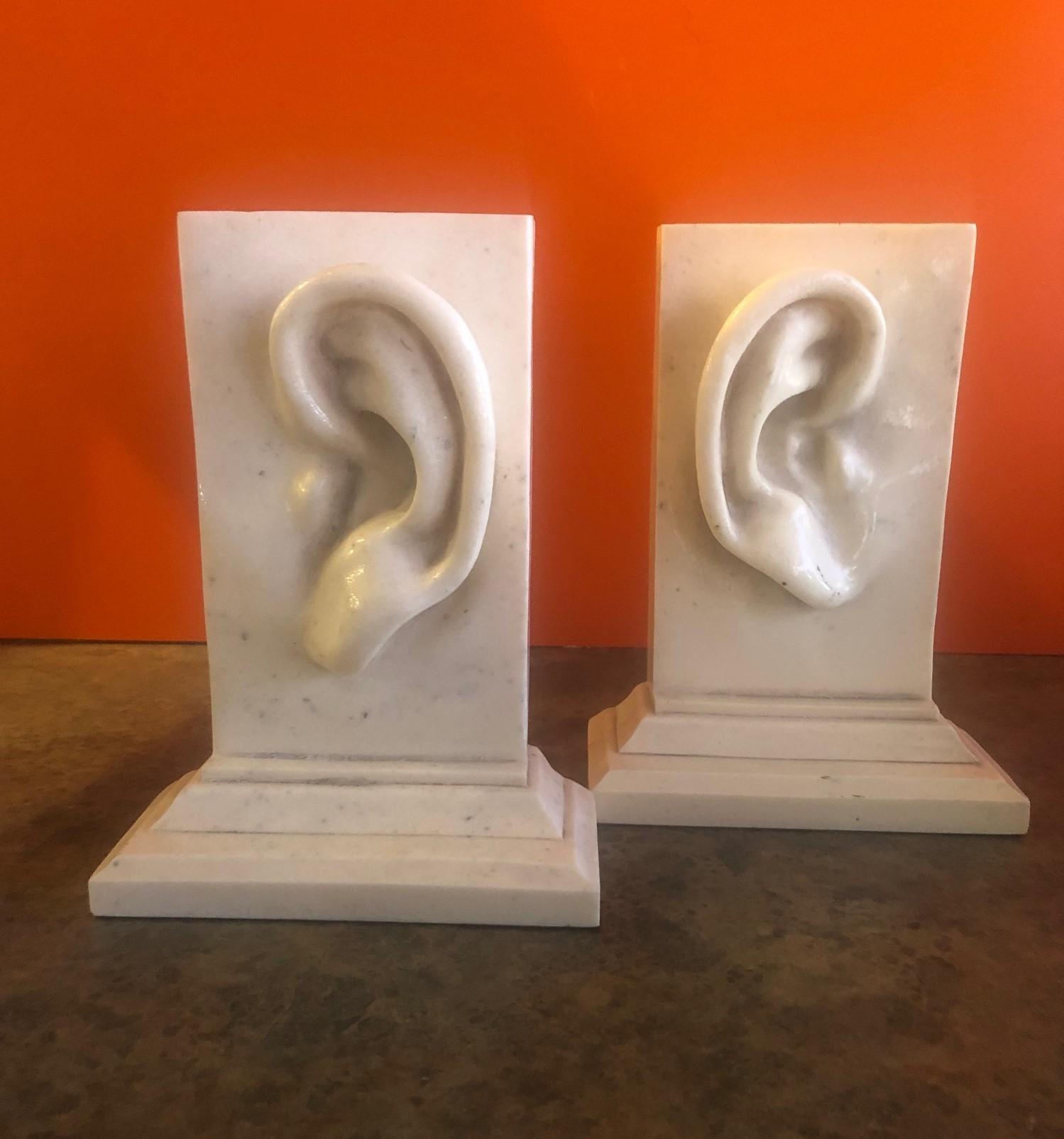 Pair of large faux marble surrealist pop art 