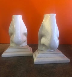 Pair of Faux Marble Pop Art "Nose" Bookends