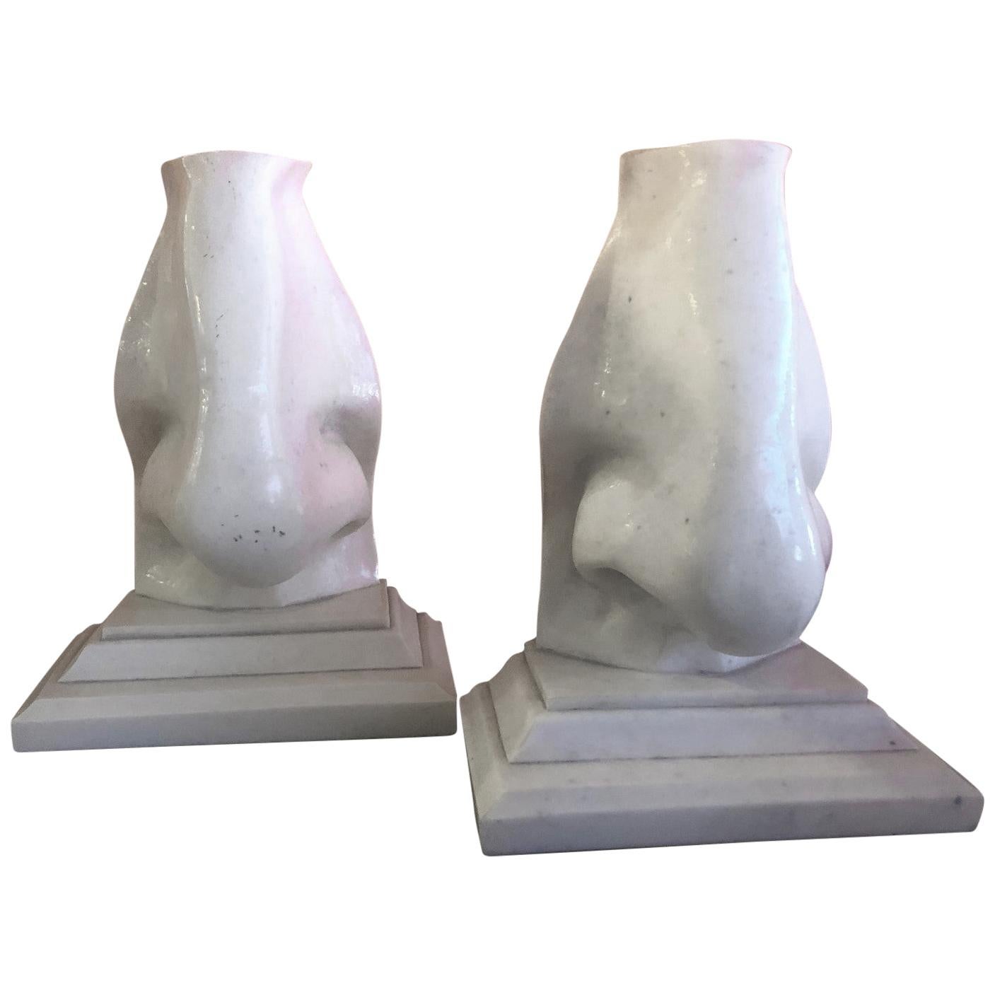 Pair of Faux Marble Pop Art "Nose" Bookends For Sale