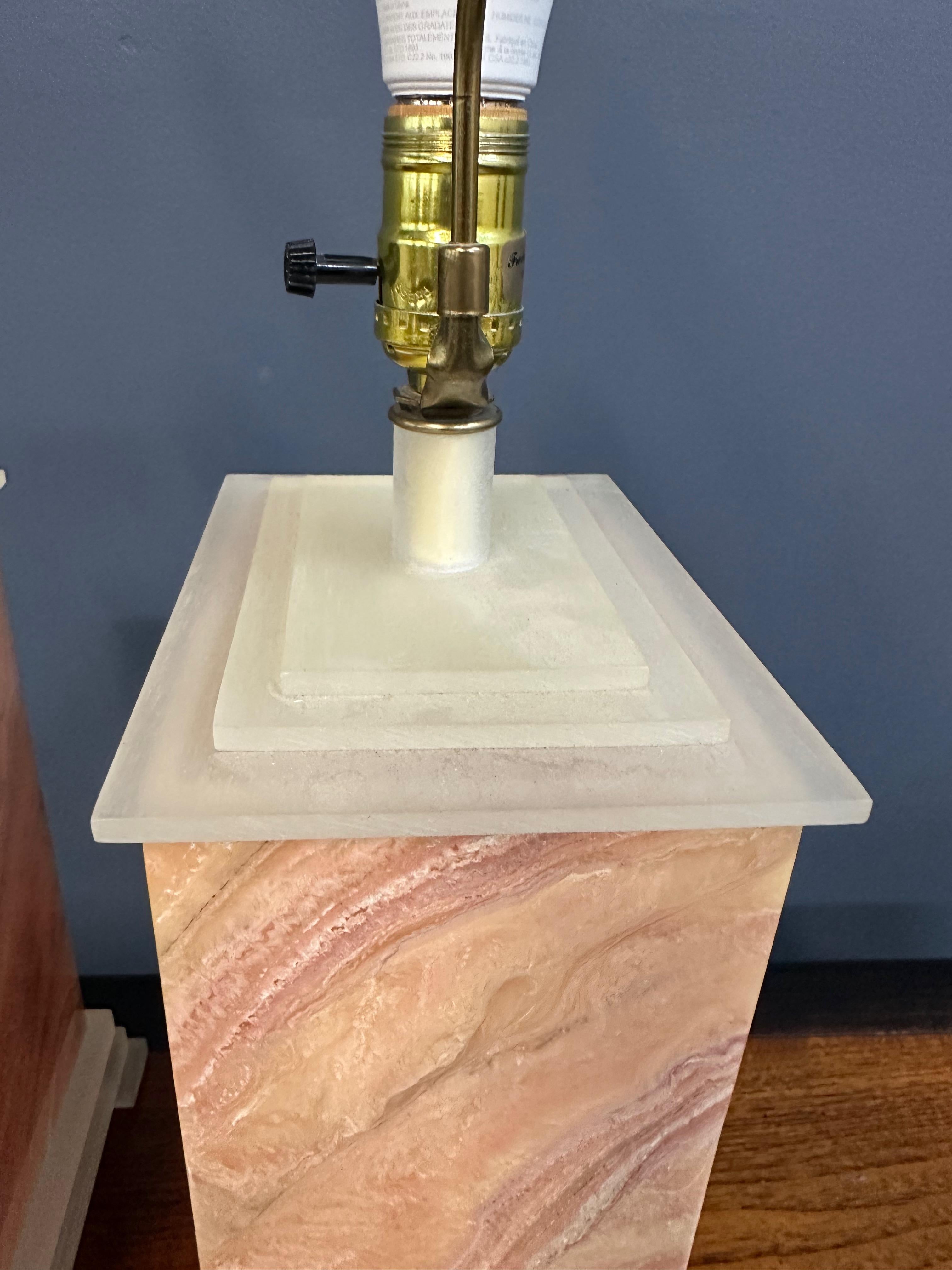 Pair of Faux Marble Table Lamps by Frederick Cooper, 1990 with Brushed Acrylic en venta 1