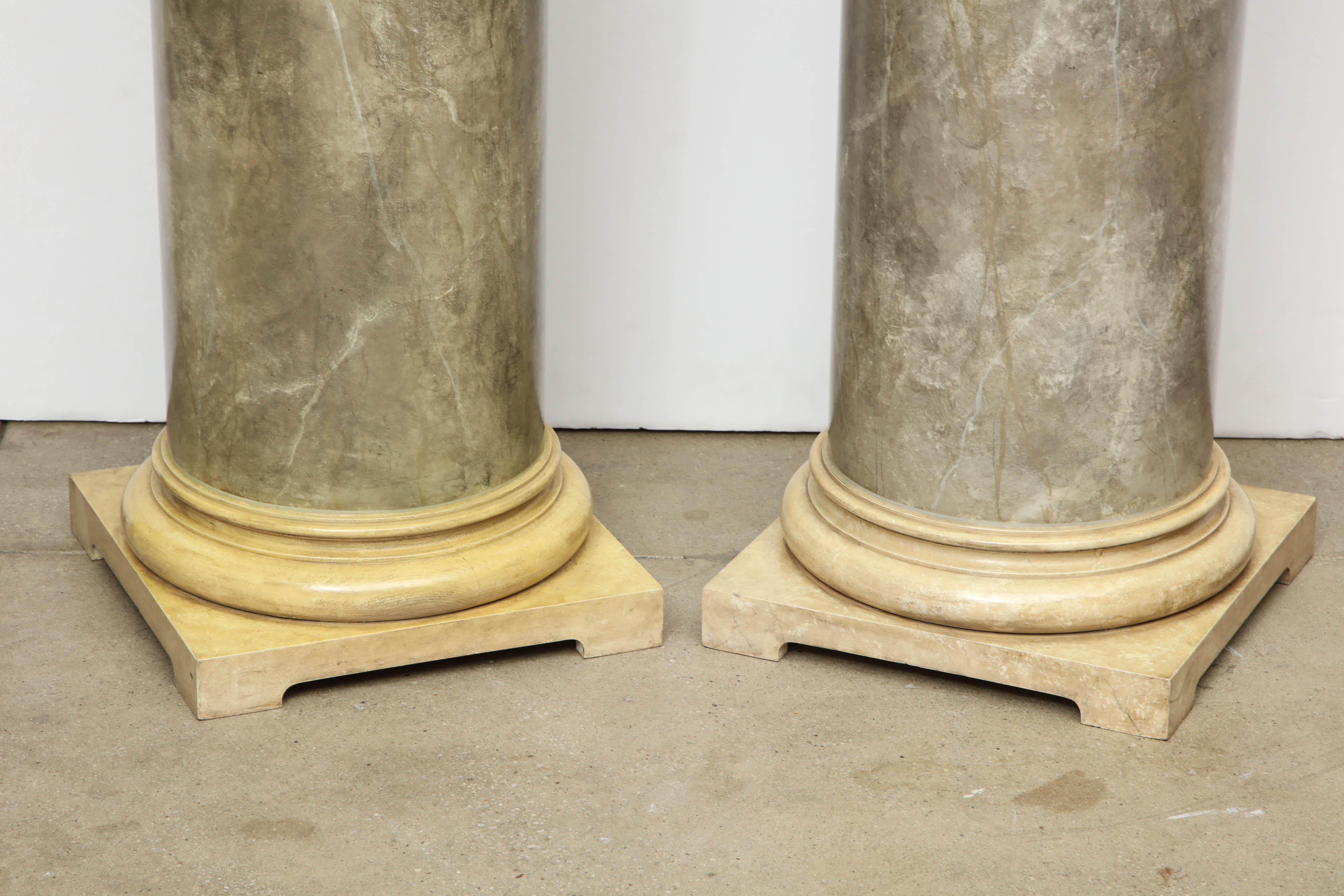 Neoclassical Pair of Faux Marbleized Pedestals