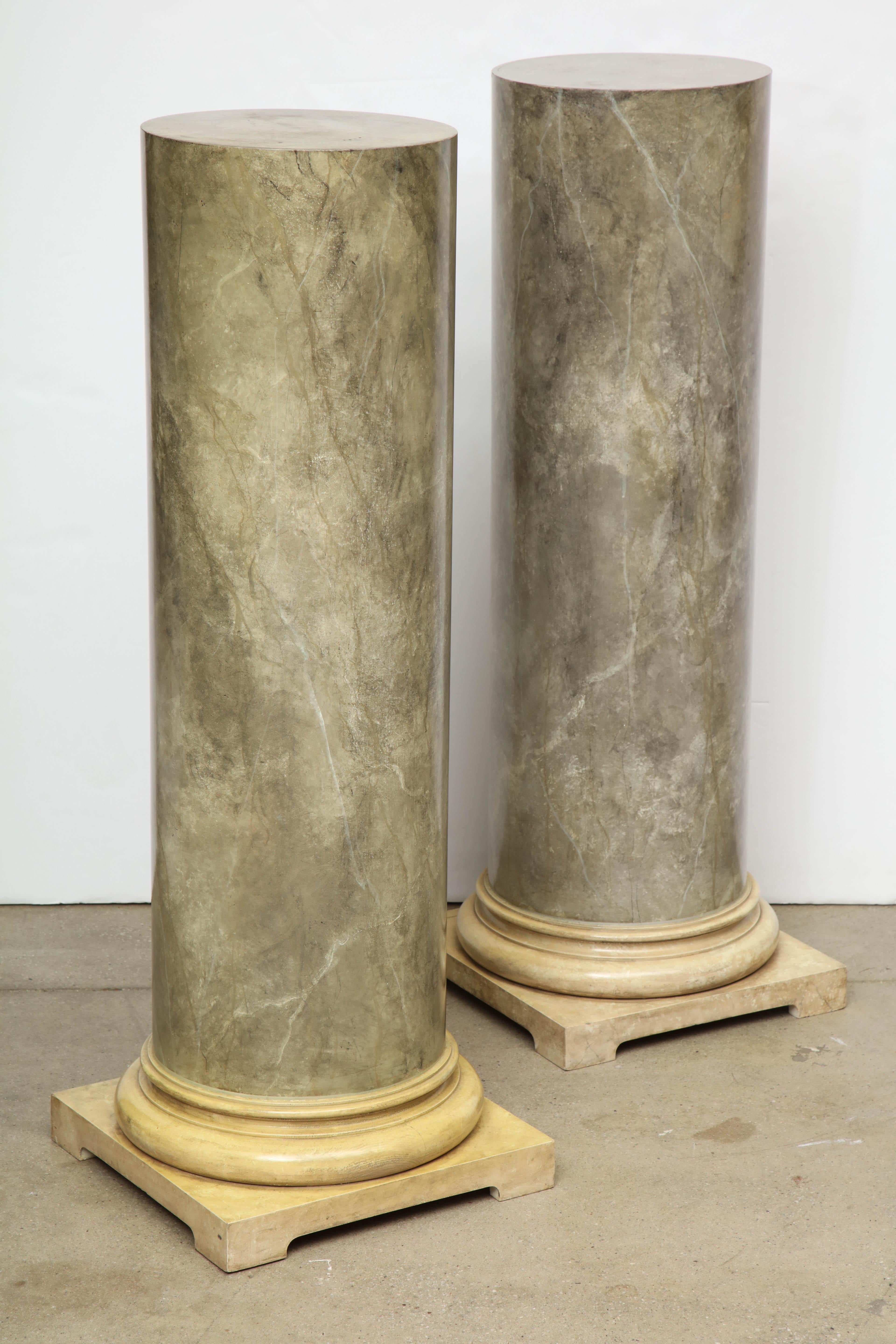 Unknown Pair of Faux Marbleized Pedestals
