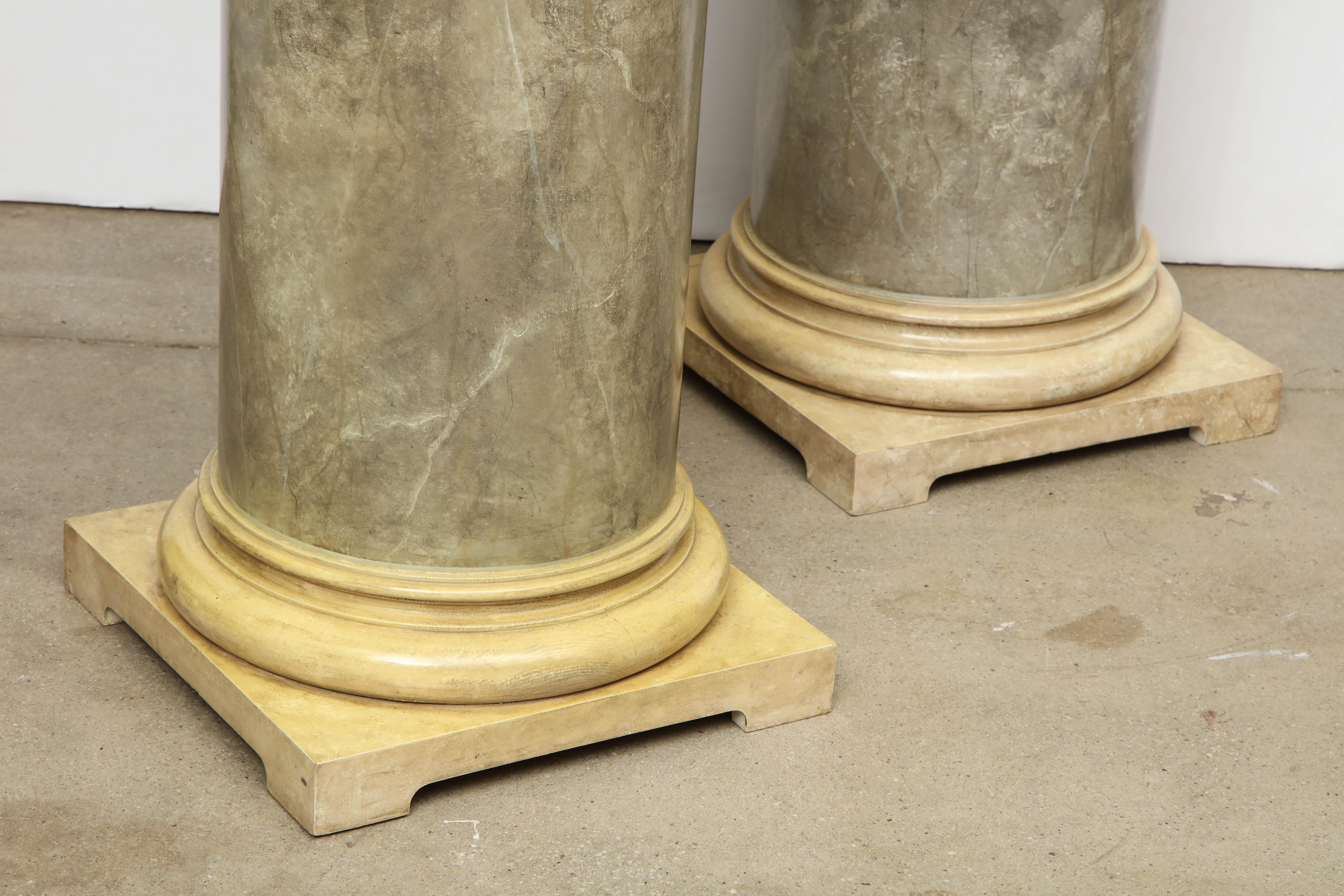 Pair of Faux Marbleized Pedestals In Excellent Condition In New York, NY