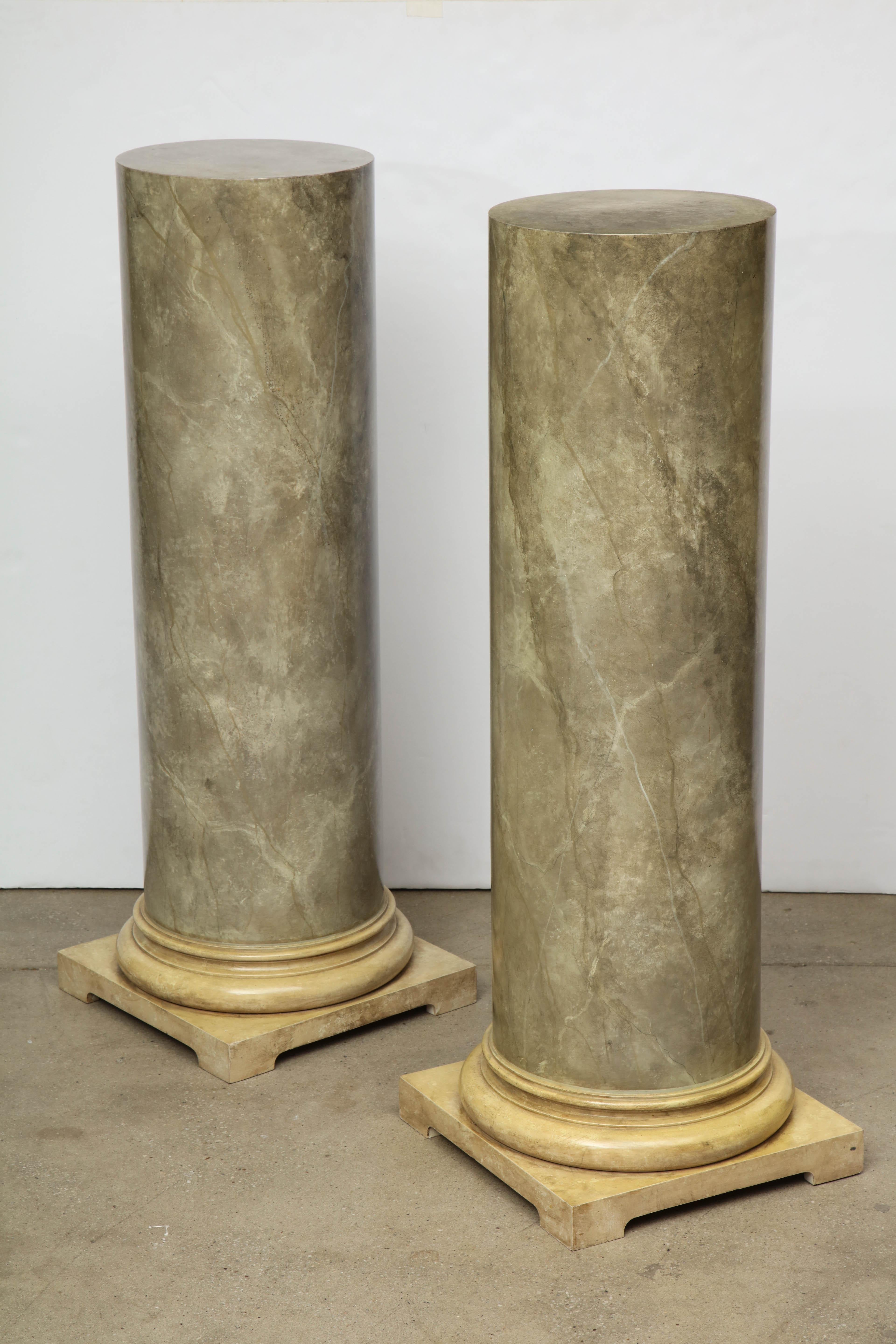Pair of Faux Marbleized Pedestals 1