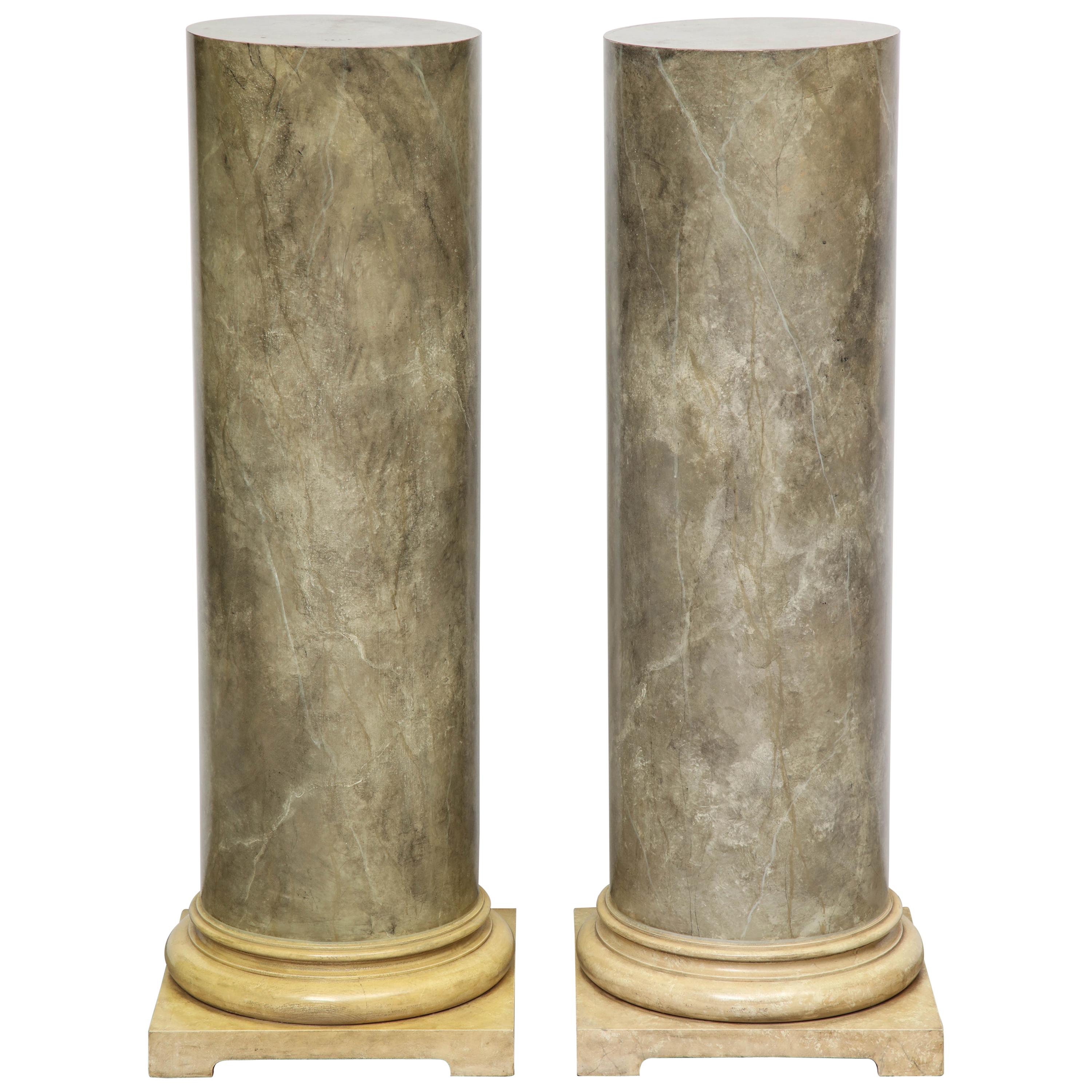 Pair of Faux Marbleized Pedestals