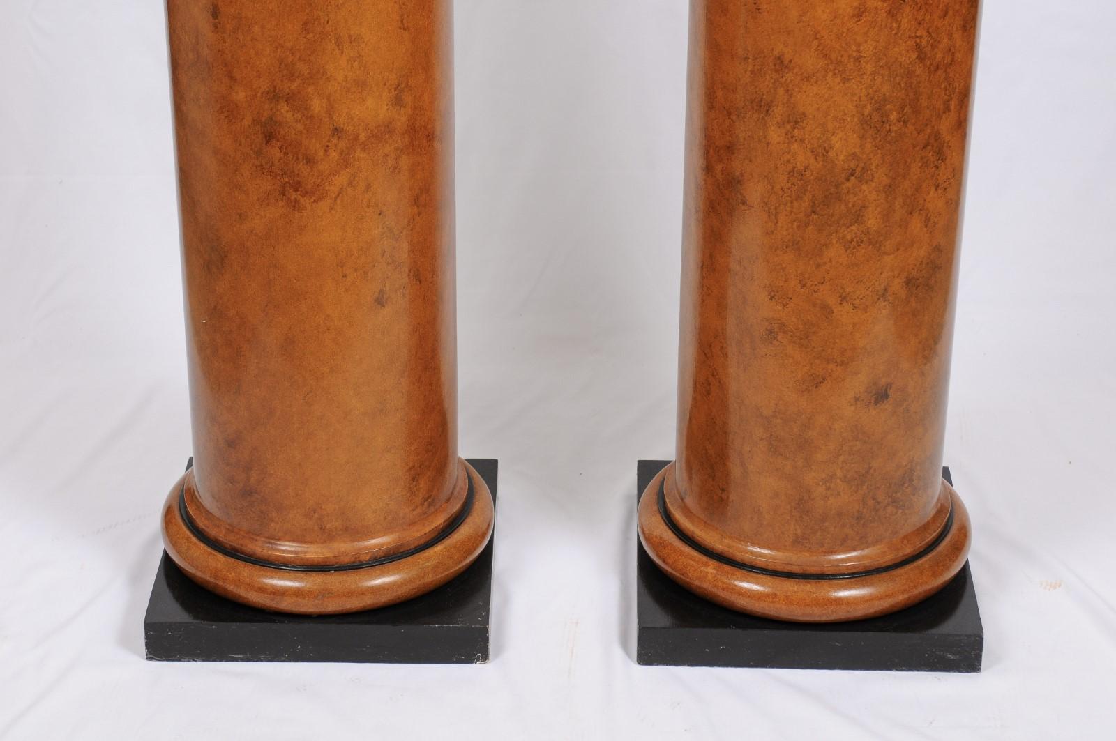 Pair of Faux Painted Art Deco Column Pedestals from the Judith Leiber Collection In Good Condition In Atlanta, GA