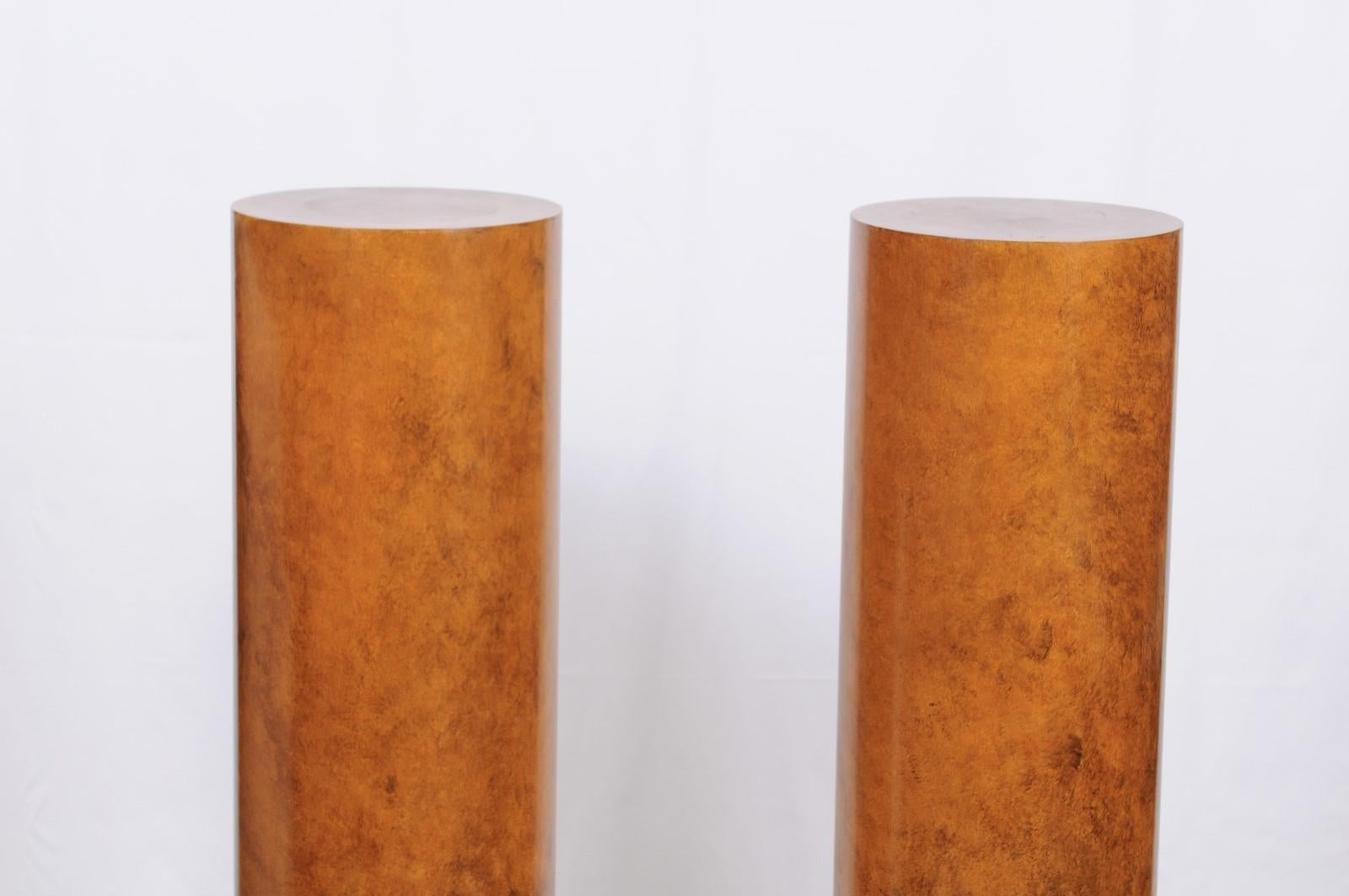 Pair of Faux Painted Art Deco Column Pedestals from the Judith Leiber Collection 1
