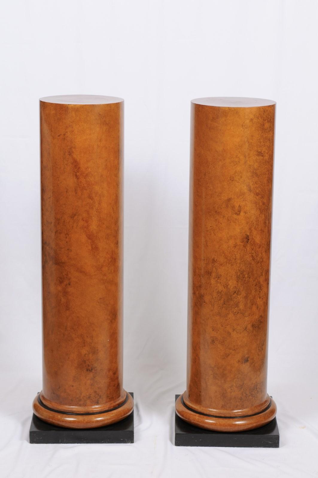 Pair of Faux Painted Art Deco Column Pedestals from the Judith Leiber Collection 2