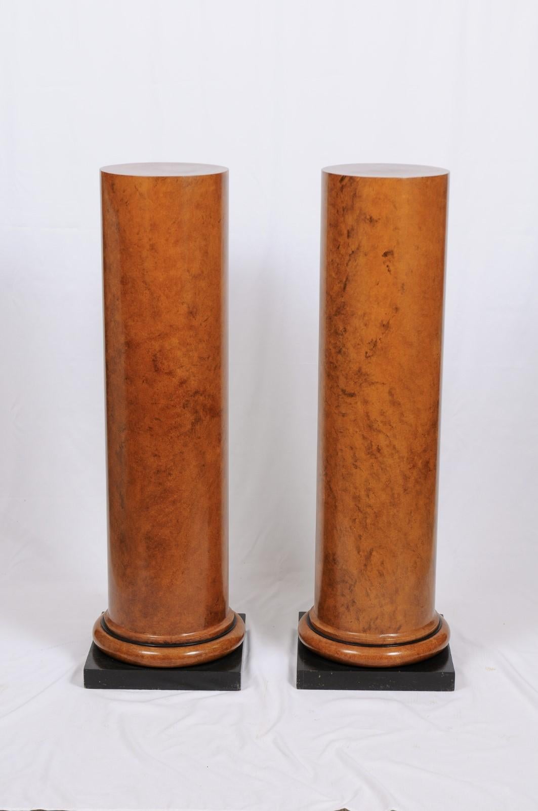 Pair of Faux Painted Art Deco Column Pedestals from the Judith Leiber Collection 3