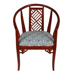 Pair of Faux Painted Asian Fretwork Barrel Chairs