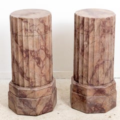 Pair of Faux Painted Marble Pedestal Tables