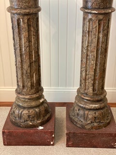 Pair of Faux Painted Marble Wood and Plaster Pedestals