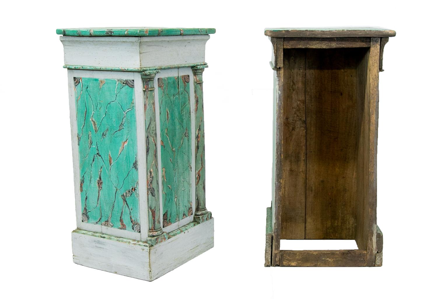Late 19th Century Pair of Faux Painted Pedestals