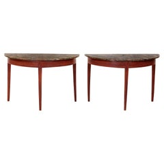 Pair of Faux Painted Swedish Demilune Tables