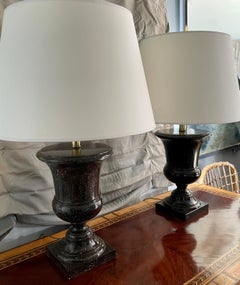 Pair of Faux Porphyry Urn Form Lamps