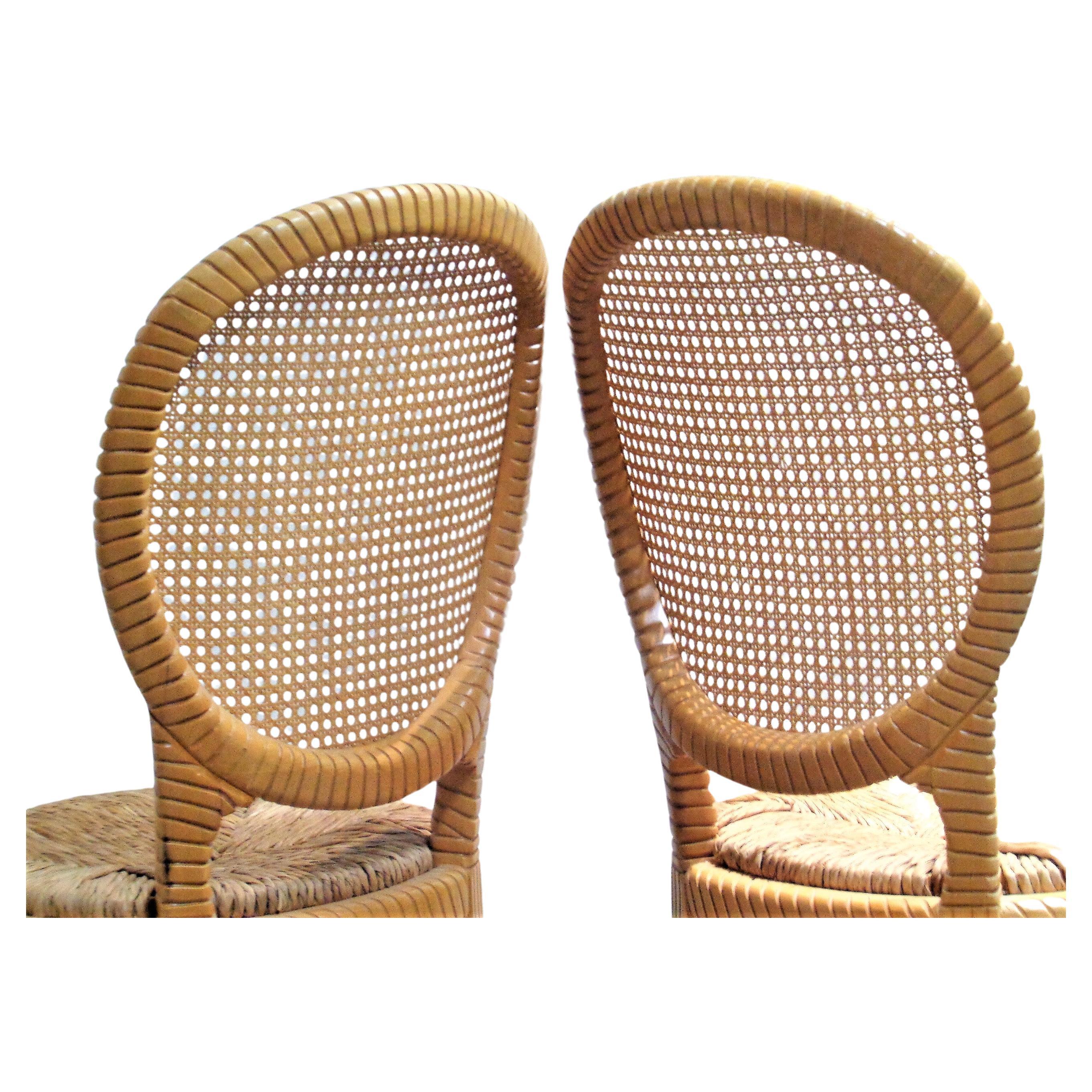 Bois Paire de chaises en faux bois sculpté et en fausse corde en vente
