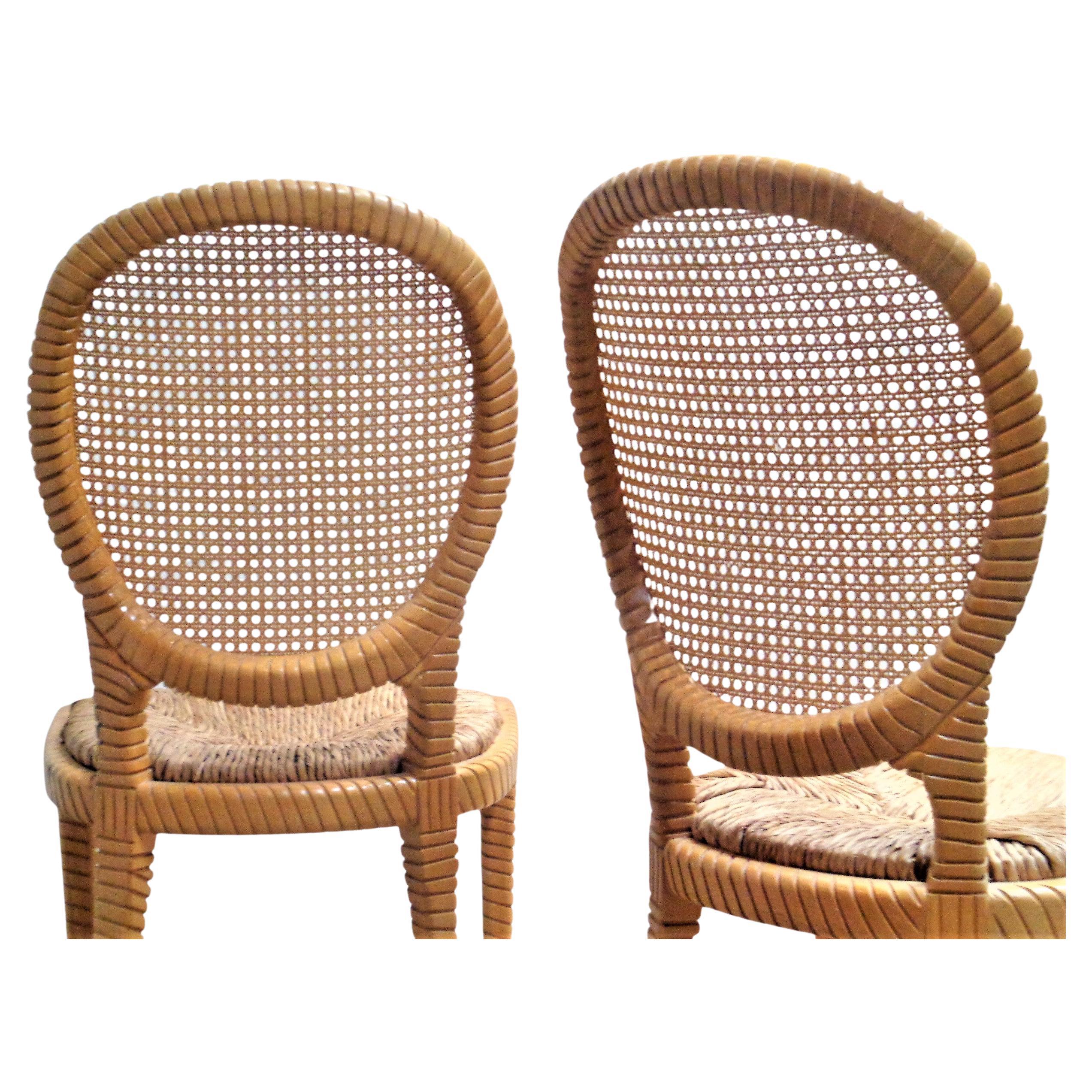 Pair of Faux Rope Carved Wood Chairs For Sale 2